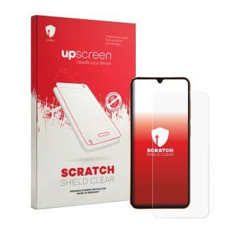 Parte frontal de un envase de producto con el logotipo de la marca upscreen. Al lado se muestra el dispositivo Hotwav A17 Pro 