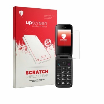 Parte frontale di una confezione del prodotto con il logo del marchio upscreen. Accanto è raffigurato il dispositivo Panasonic