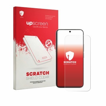 Face avant d’un emballage produit avec le logo de la marque upscreen. À côté, l’appareil Vivo S60 est représenté avec la prote