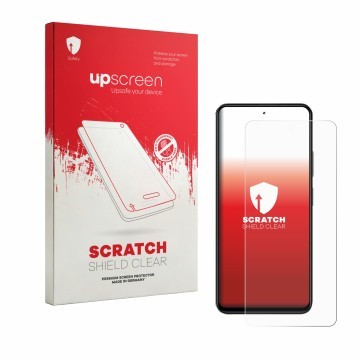 Face avant d’un emballage produit avec le logo de la marque upscreen. À côté, l’appareil Blackview Color 6 est représenté avec