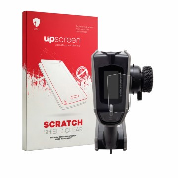 Face avant d’un emballage produit avec le logo de la marque upscreen. À côté, l’appareil Spektrum DX Rugged Plus est représent