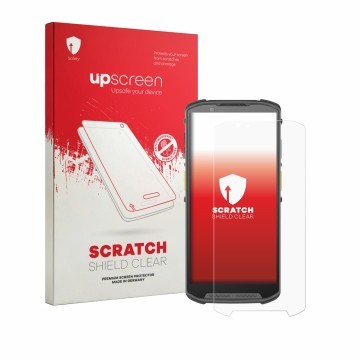 Front side of a product packaging with the brand logo upscreen. Next to it is the device Newland MT95 Kambur Pro III shown wit
