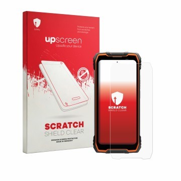 Front side of a product packaging with the brand logo upscreen. Next to it is the device Blackview Rock 2 shown with the corre