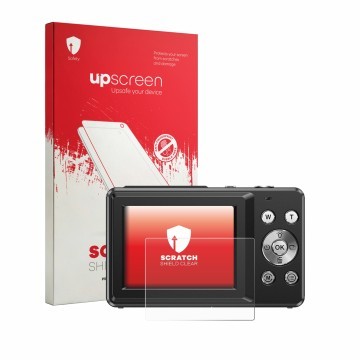 Vorderseite einer Produktverpackung mit dem Markenlogo upscreen. Daneben ist das Gerät IXNAIQY Vlogging Camera for Kids mit de