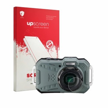 Parte frontale di una confezione del prodotto con il logo del marchio upscreen. Accanto è raffigurato il dispositivo Ricoh Pen
