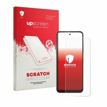 Vorderseite einer Produktverpackung mit dem Markenlogo upscreen. Daneben ist das Gerät Gigaset GP20 mit dem zugehörigen Displa