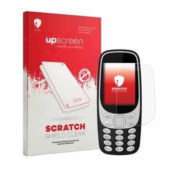 Vorderseite einer Produktverpackung mit dem Markenlogo upscreen. Daneben ist das Gerät Karbonn K32N mit dem zugehörigen Displa