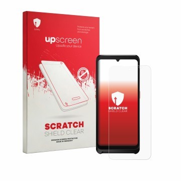 Parte frontale di una confezione del prodotto con il logo del marchio upscreen. Accanto è raffigurato il dispositivo Sunmi P3 