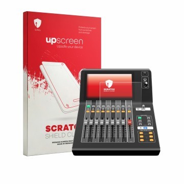 Face avant d’un emballage produit avec le logo de la marque upscreen. À côté, l’appareil Yamaha DM3 est représenté avec la pro