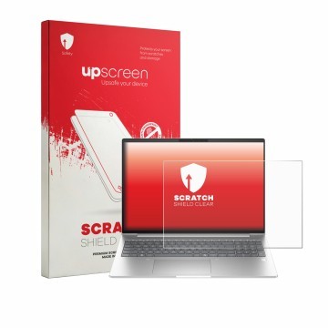 Vorderseite einer Produktverpackung mit dem Markenlogo upscreen. Daneben ist das Gerät HP EliteBook 6 G2i 16