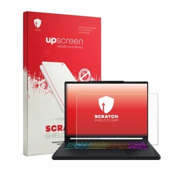 Parte frontale di una confezione del prodotto con il logo del marchio upscreen. Accanto è raffigurato il dispositivo MSI Cross