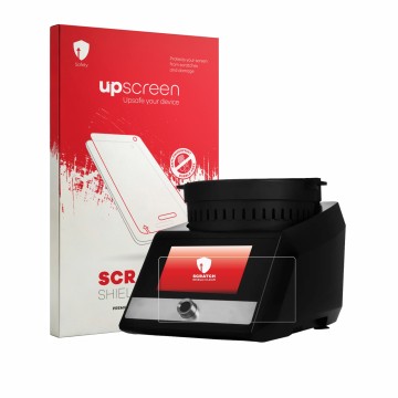 Parte frontale di una confezione del prodotto con il logo del marchio upscreen. Accanto è raffigurato il dispositivo Panetti P