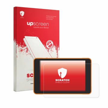 Parte frontale di una confezione del prodotto con il logo del marchio upscreen. Accanto è raffigurato il dispositivo ProGlove 