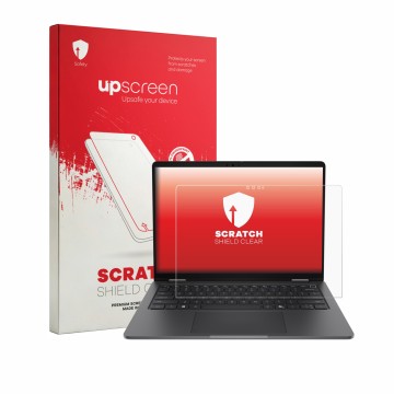 Vorderseite einer Produktverpackung mit dem Markenlogo upscreen. Daneben ist das Gerät Dell Pro 7 Series 13 2-in-1 P703260 mit