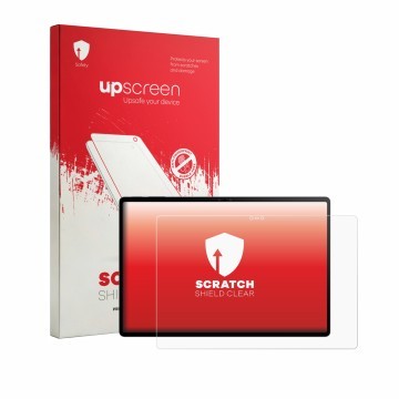 Face avant d’un emballage produit avec le logo de la marque upscreen. À côté, l’appareil Nubia Pad 3D 12.4