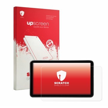 Parte frontale di una confezione del prodotto con il logo del marchio upscreen. Accanto è raffigurato il dispositivo Portkeys 