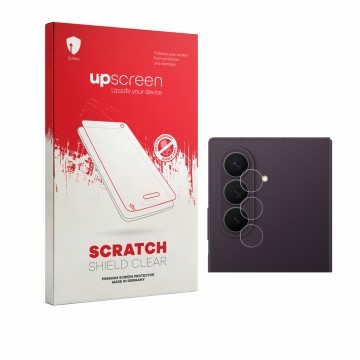 Parte frontale di una confezione del prodotto con il logo del marchio upscreen. Accanto è raffigurato il dispositivo Samsung G