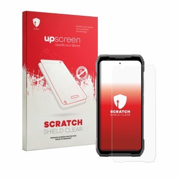 Vorderseite einer Produktverpackung mit dem Markenlogo upscreen. Daneben ist das Gerät Blackview Xplore 6 mit dem zugehörigen 