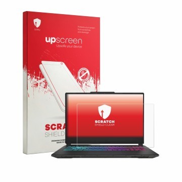 Face avant d’un emballage produit avec le logo de la marque upscreen. À côté, l’appareil MSI Cyborg 15 A13V est représenté ave