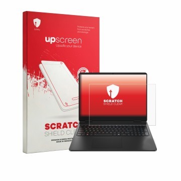 Parte frontale di una confezione del prodotto con il logo del marchio upscreen. Accanto è raffigurato il dispositivo HP HyperX