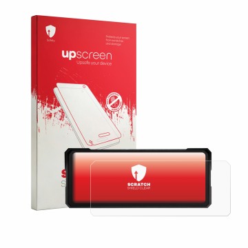 Face avant d’un emballage produit avec le logo de la marque upscreen. À côté, l’appareil Jansite MT36 8.1
