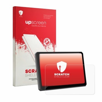 Front side of a product packaging with the brand logo upscreen. Next to it is the device Carpuride W702BS Pro 7