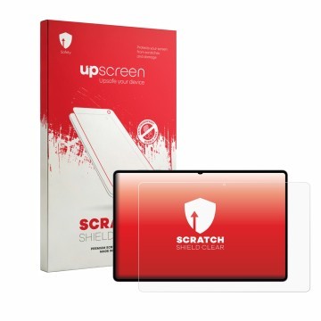 Front side of a product packaging with the brand logo upscreen. Next to it is the device Samsung Galaxy Tab S12 Ultra shown wi