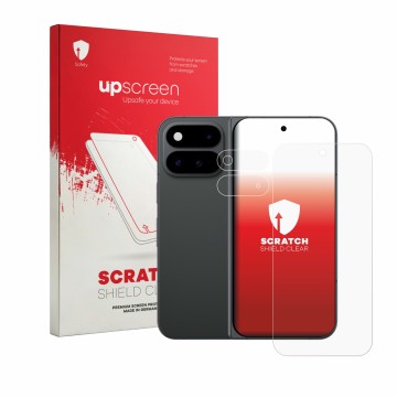Front side of a product packaging with the brand logo upscreen. Next to it is the device Google Pixel 11 Pro Fold (Front+Camer