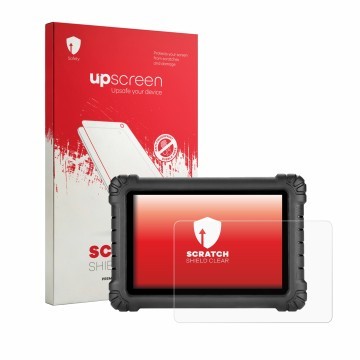 Face avant d’un emballage produit avec le logo de la marque upscreen. À côté, l’appareil Autel MaxiSYS MS906 MAX est représent