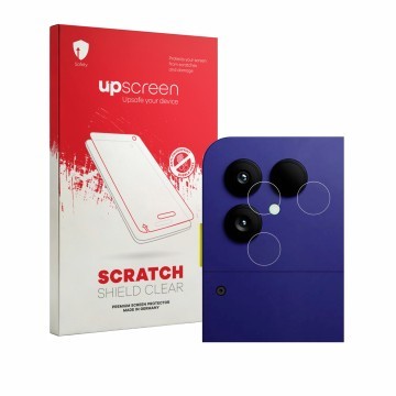 Vorderseite einer Produktverpackung mit dem Markenlogo upscreen. Daneben ist das Gerät Fairphone 6 Plus (NUR Kamera) mit dem z