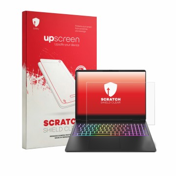 Parte frontale di una confezione del prodotto con il logo del marchio upscreen. Accanto è raffigurato il dispositivo HP HyperX