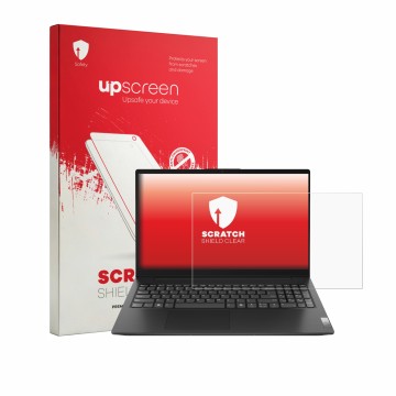 Parte frontale di una confezione del prodotto con il logo del marchio upscreen. Accanto è raffigurato il dispositivo Lenovo V1