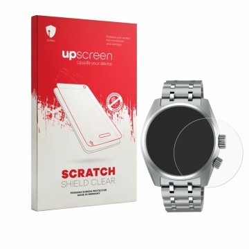 Parte frontal de un envase de producto con el logotipo de la marca upscreen. Al lado se muestra el dispositivo Seiko Prospex S
