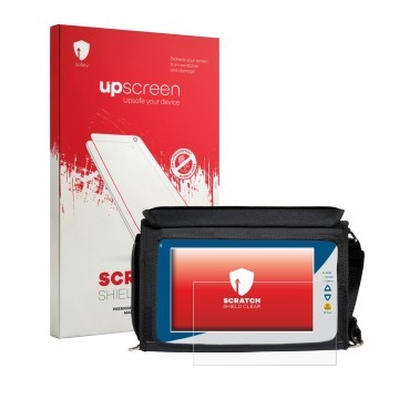 Vorderseite einer Produktverpackung mit dem Markenlogo upscreen. Daneben ist das Gerät Rover EXA 9 mit dem zugehörigen Display