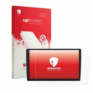 Face avant d’un emballage produit avec le logo de la marque upscreen. À côté, l’appareil Junsun V1 Plus 9