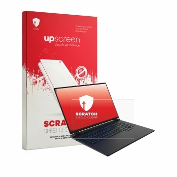 Face avant d’un emballage produit avec le logo de la marque upscreen. À côté, l’appareil Captiva Entry Gaming I10-4468GE 18