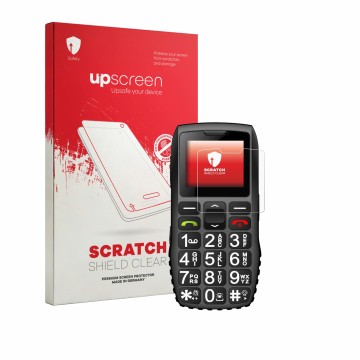 Face avant d’un emballage produit avec le logo de la marque upscreen. À côté, l’appareil artfone 4G est représenté avec la pro