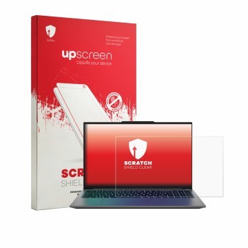 Vorderseite einer Produktverpackung mit dem Markenlogo upscreen. Daneben ist das Gerät Medion Avantum 15 S2 mit dem zugehörige