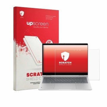 Front side of a product packaging with the brand logo upscreen. Next to it is the device HP ProBook 4 Flip G2i 13“ shown with 