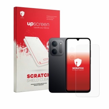 Vorderseite einer Produktverpackung mit dem Markenlogo upscreen. Daneben ist das Gerät Xiaomi Redmi 17C 5G (Display+Kamera) mi