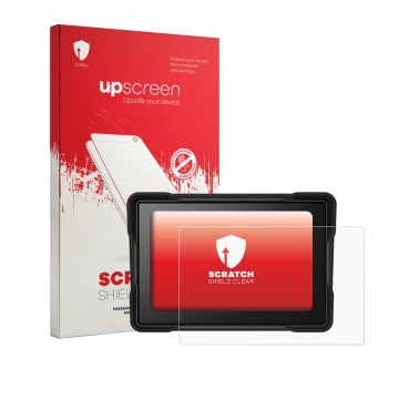Parte frontale di una confezione del prodotto con il logo del marchio upscreen. Accanto è raffigurato il dispositivo SageFurne