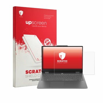 Parte frontale di una confezione del prodotto con il logo del marchio upscreen. Accanto è raffigurato il dispositivo Lenovo LO
