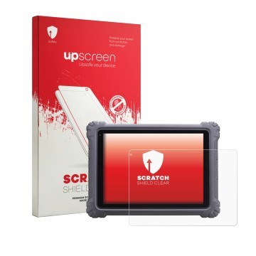 Front side of a product packaging with the brand logo upscreen. Next to it is the device Autel MaxiSys Ultra shown with the co