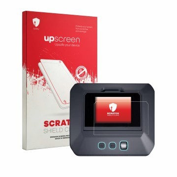 Face avant d’un emballage produit avec le logo de la marque upscreen. À côté, l’appareil SkyRc Q500neo est représenté avec la 