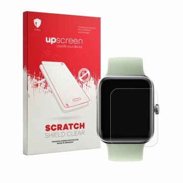Parte frontale di una confezione del prodotto con il logo del marchio upscreen. Accanto è raffigurato il dispositivo Decathlon