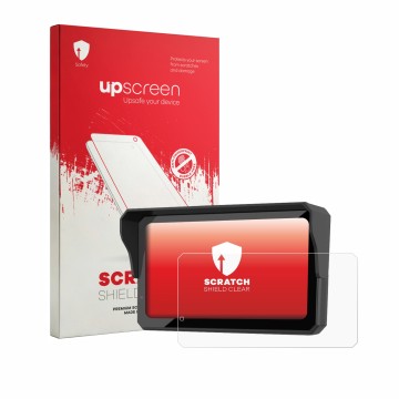 Parte frontale di una confezione del prodotto con il logo del marchio upscreen. Accanto è raffigurato il dispositivo Carpuride