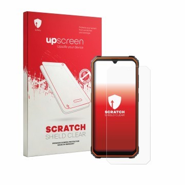 Vorderseite einer Produktverpackung mit dem Markenlogo upscreen. Daneben ist das Gerät Blackview BV4800 Pro mit dem zugehörige