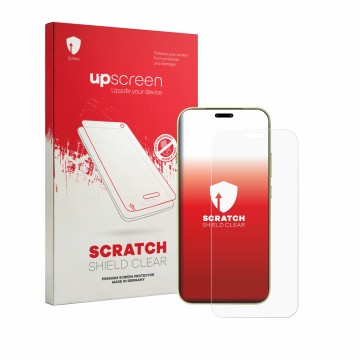 Parte frontal de un envase de producto con el logotipo de la marca upscreen. Al lado se muestra el dispositivo Honor Magic 9 P