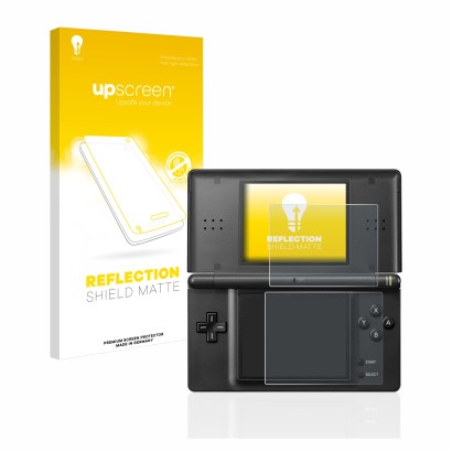Front side of a product packaging with the brand logo upscreen. Next to it is the device Nintendo DS LITE shown with the corre