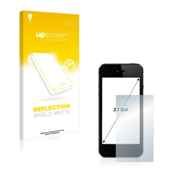 Parte frontal de un envase de producto con el logotipo de la marca upscreen. Al lado se muestra el dispositivo con su protecto